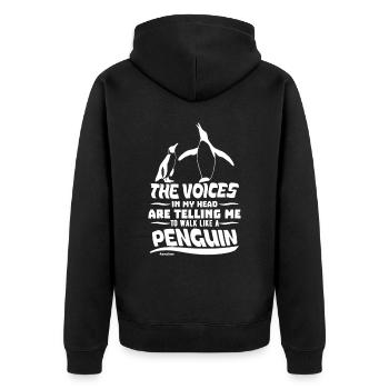 The Voices In My Head Are Telling Me To Walk Like - Unisex Premium Bio Zip Hoodie - Schwarz - Hinten - Nico (187cm)