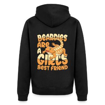 Beardies Are A Girls Best Friend für - Unisex Premium Bio Zip Hoodie - Schwarz - Hinten - Nico (187cm)