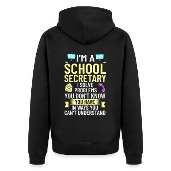 Secrétaire d’école Secrétariat de l’école Bureau du personnel - Veste à capuche bio Premium Unisexe - noir - Dos - Nico (187cm)