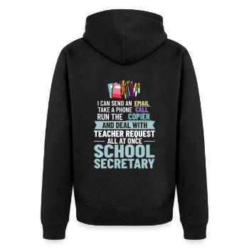 Secrétaire d’école Secrétariat de l’école Bureau du personnel - Veste à capuche bio Premium Unisexe - noir - Dos - Nico (187cm)