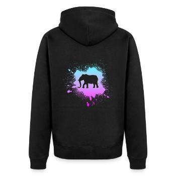 Elephant - Unisex Premium Organic Zip Hoodie - black - Back - Nico (187cm)