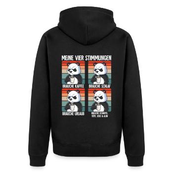 Meine 4 Stimmungen Kaffee Panda - Unisex Premium Bio Zip Hoodie - Schwarz - Hinten - Nico (187cm)