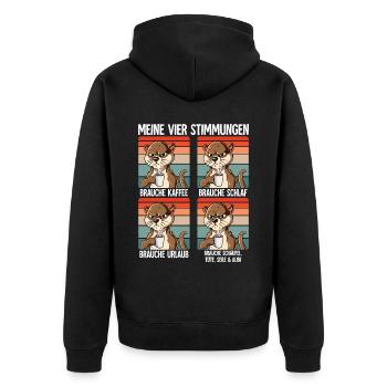 Meine 4 Stimmungen Kaffee Otter - Unisex Premium Bio Zip Hoodie - Schwarz - Hinten - Nico (187cm)