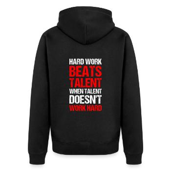 hard work beats talent when talent doesn't work ha - Unisex Premium Organic Zip Hoodie - black - Back - Nico (187cm)