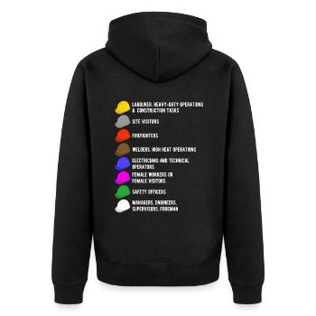 Construction worker builder construction site helmet meaning - Unisex Premium Organic Zip Hoodie - black - Back - Nico (187cm)