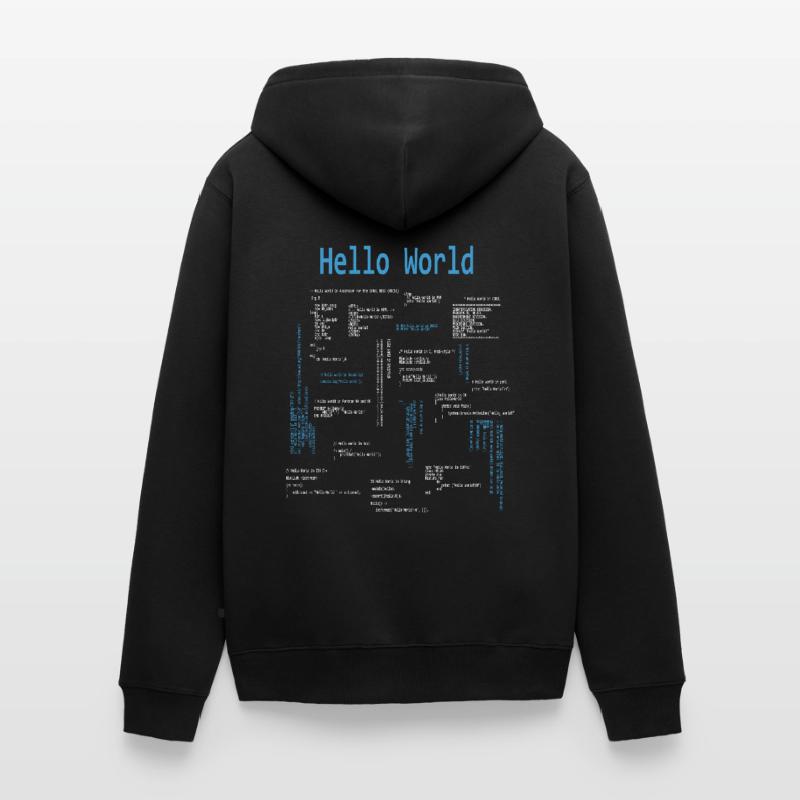 Hello World Programmiersprachen Programmierer Nerd Unisex Premium Bio Zip Hoodie