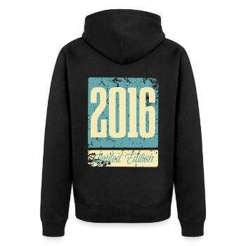 2016 Anniversaire de naissance Année de naissance - Veste à capuche bio Premium Unisexe - noir - Dos - Nico (187cm)