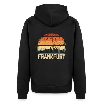 Frankfurt - Unisex Premium Bio Zip Hoodie - Schwarz - Hinten - Nico (187cm)