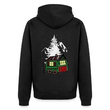 Trailer Xmas Winter Nature Mountain Mountain Alps - Unisex Premium Organic Zip Hoodie - black - Back - Nico (187cm)