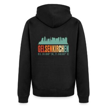 Gelsenkirchen - Unisex Premium Bio Zip Hoodie - Schwarz - Hinten - Nico (187cm)
