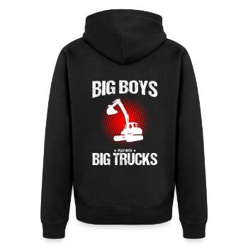 Bagger Design für Baggerfahrer - Unisex Premium Bio Zip Hoodie - Schwarz - Hinten - Nico (187cm)