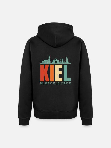 Kiel - Unisex Premium Bio Zip Hoodie - Schwarz