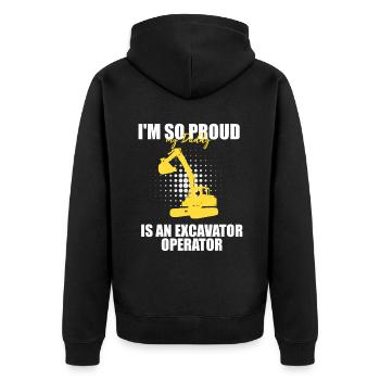 Baggerführer für Bagger und Sandbagger - Unisex Premium Bio Zip Hoodie - Schwarz - Hinten - Nico (187cm)
