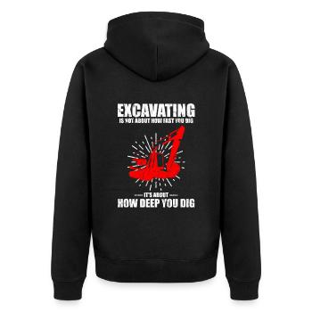 Bagger Design für Baggerfahrer - Unisex Premium Bio Zip Hoodie - Schwarz - Hinten - Nico (187cm)