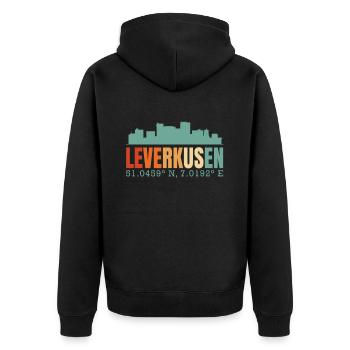 Leverkusen - Unisex Premium Bio Zip Hoodie - Schwarz - Hinten - Nico (187cm)