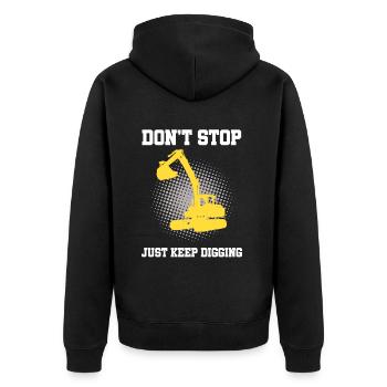 Baggerführer für Bagger und Sandbagger - Unisex Premium Bio Zip Hoodie - Schwarz - Hinten - Nico (187cm)