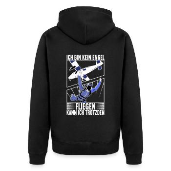Fallschirmspringer Fallschirmsprung Skydiving - Unisex Premium Bio Zip Hoodie - Schwarz - Hinten - Nico (187cm)