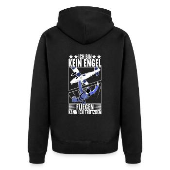 Fallschirmspringer Fallschirmsprung Skydiving - Unisex Premium Bio Zip Hoodie - Schwarz - Hinten - Nico (187cm)