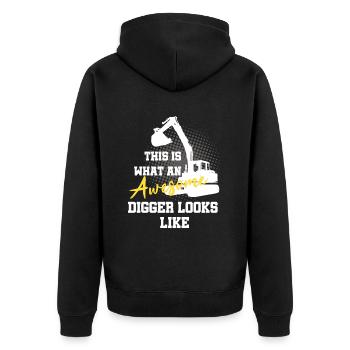 Bagger Design für Baggerfahrer - Unisex Premium Bio Zip Hoodie - Schwarz - Hinten - Nico (187cm)
