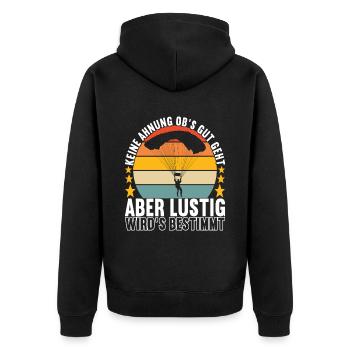 Fallschirmspringer Fallschirmsprung Skydiving - Unisex Premium Bio Zip Hoodie - Schwarz - Hinten - Nico (187cm)