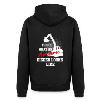 operator and heavy machinery operator - Unisex Premium Organic Zip Hoodie - black - Back - Nico (187cm)