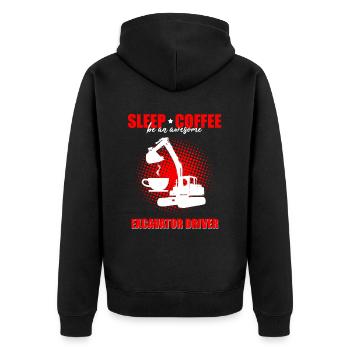 Baggerführer für Bagger und Sandbagger - Unisex Premium Bio Zip Hoodie - Schwarz - Hinten - Nico (187cm)