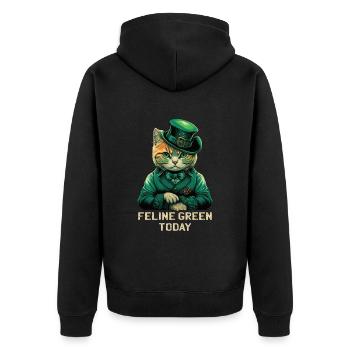 Feline Green Today St. Patty Day - Unisex Premium Organic Zip Hoodie - black - Back - Nico (187cm)