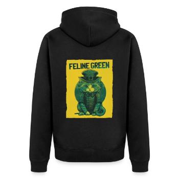 Feline Green St. Patty Day - Unisex Premium Bio Zip Hoodie - Schwarz - Hinten - Nico (187cm)
