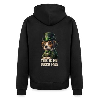 Ceci est mon Lucky Face Beagle Dog St. Patty - Veste à capuche bio Premium Unisexe - noir - Dos - Nico (187cm)