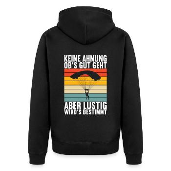 Fallschirmspringer Fallschirmsprung Skydiving - Unisex Premium Bio Zip Hoodie - Schwarz - Hinten - Nico (187cm)
