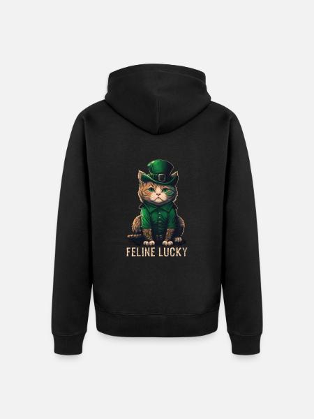 Feline Lucky St. Patty Day - Unisex Premium Bio Zip Hoodie - Schwarz