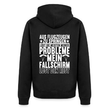 Fallschirmspringer Fallschirmsprung Skydiving - Unisex Premium Bio Zip Hoodie - Schwarz - Hinten - Nico (187cm)