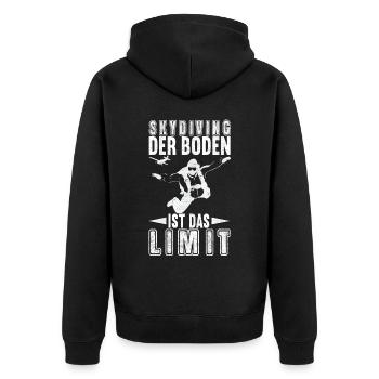 Fallschirmspringer Fallschirmsprung Skydiving - Unisex Premium Bio Zip Hoodie - Schwarz - Hinten - Nico (187cm)