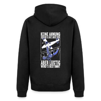 Fallschirmspringer Fallschirmsprung Skydiving - Unisex Premium Bio Zip Hoodie - Schwarz - Hinten - Nico (187cm)