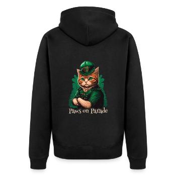 Paws on Parade Cat St. Patty Day - Unisex Premium Organic Zip Hoodie - black - Back - Nico (187cm)