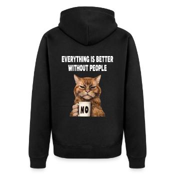 Mieux sans les gens Grumpy Funny Cat - Veste à capuche bio Premium Unisexe - noir - Dos - Nico (187cm)