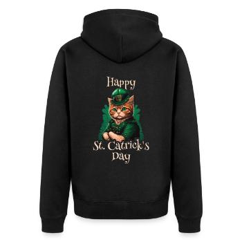 Happy St. Catrick's Day Patty - Unisex Premium Bio Zip Hoodie - Schwarz - Hinten - Nico (187cm)