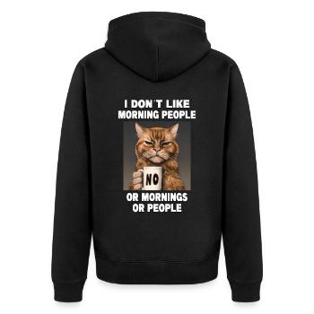 Ne pas aimer les gens du matin Grumpy Funny Cat - Veste à capuche bio Premium Unisexe - noir - Dos - Nico (187cm)