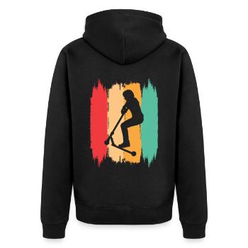 Scooter Stunt Scooter for Kids Retro - Unisex Premium Organic Zip Hoodie - black - Back - Nico (187cm)