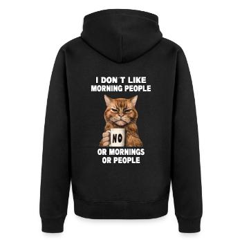 Ne pas aimer les gens du matin Grumpy Funny Cat - Veste à capuche bio Premium Unisexe - noir - Dos - Nico (187cm)