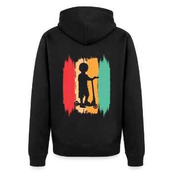 Scooter Stunt Scooter for Kids Retro - Unisex Premium Organic Zip Hoodie - black - Back - Nico (187cm)