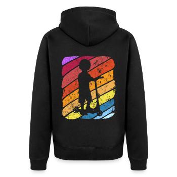 Scooter Stunt Scooter for Kids Retro - Unisex Premium Organic Zip Hoodie - black - Back - Nico (187cm)