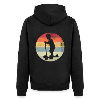 Scooter Stunt Scooter for Kids Retro - Unisex Premium Organic Zip Hoodie - black - Back - Nico (187cm)