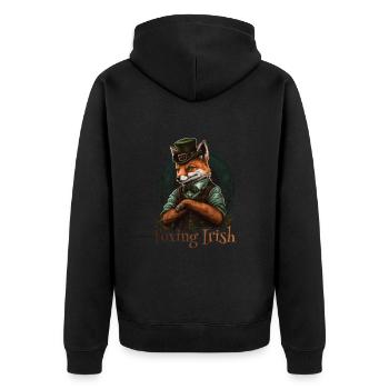 Foxing Irish St. Patty Day - Unisex Premium Bio Zip Hoodie - Schwarz - Hinten - Nico (187cm)