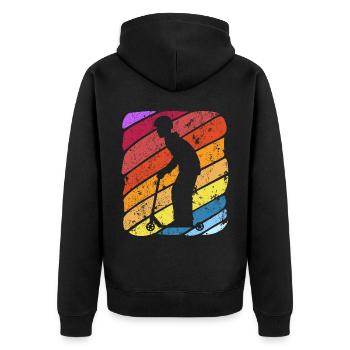 Scooter Stunt Scooter for Kids Retro - Unisex Premium Organic Zip Hoodie - black - Back - Nico (187cm)