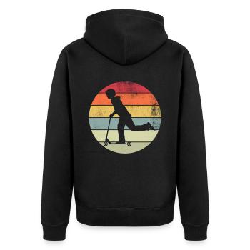 Scooter Stunt Scooter for Kids Retro - Unisex Premium Organic Zip Hoodie - black - Back - Nico (187cm)