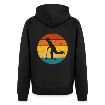 Scooter Stunt Scooter for Kids Retro - Unisex Premium Organic Zip Hoodie - black - Back - Nico (187cm)