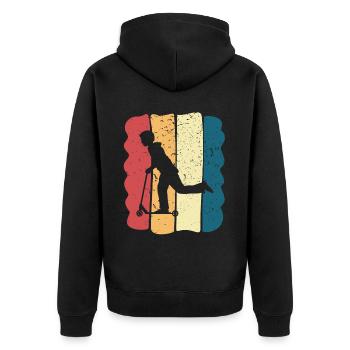 Scooter Stunt Scooter for Kids Retro - Unisex Premium Organic Zip Hoodie - black - Back - Nico (187cm)