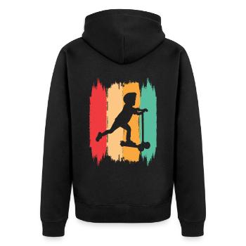 Scooter Stunt Scooter for Kids Retro - Unisex Premium Organic Zip Hoodie - black - Back - Nico (187cm)