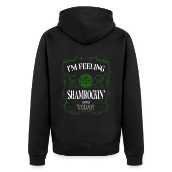 I'm Feeling Shamrockin' Good Today - Unisex Premium Bio Zip Hoodie - Schwarz - Hinten - Nico (187cm)